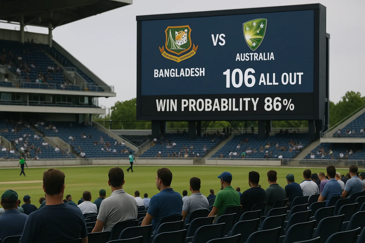 Australia's Batting Collapse Drives Bangladesh Win Odds to 86%