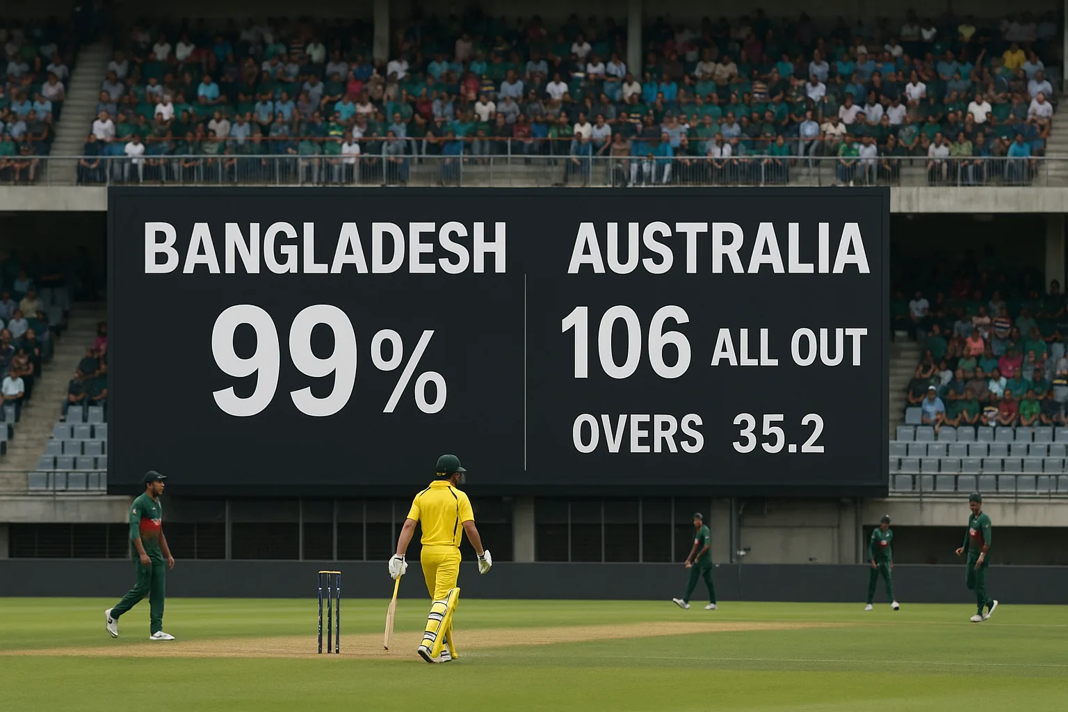 Bangladesh Surges to 99% Favorite as Australia's Batting Collapses in ODI