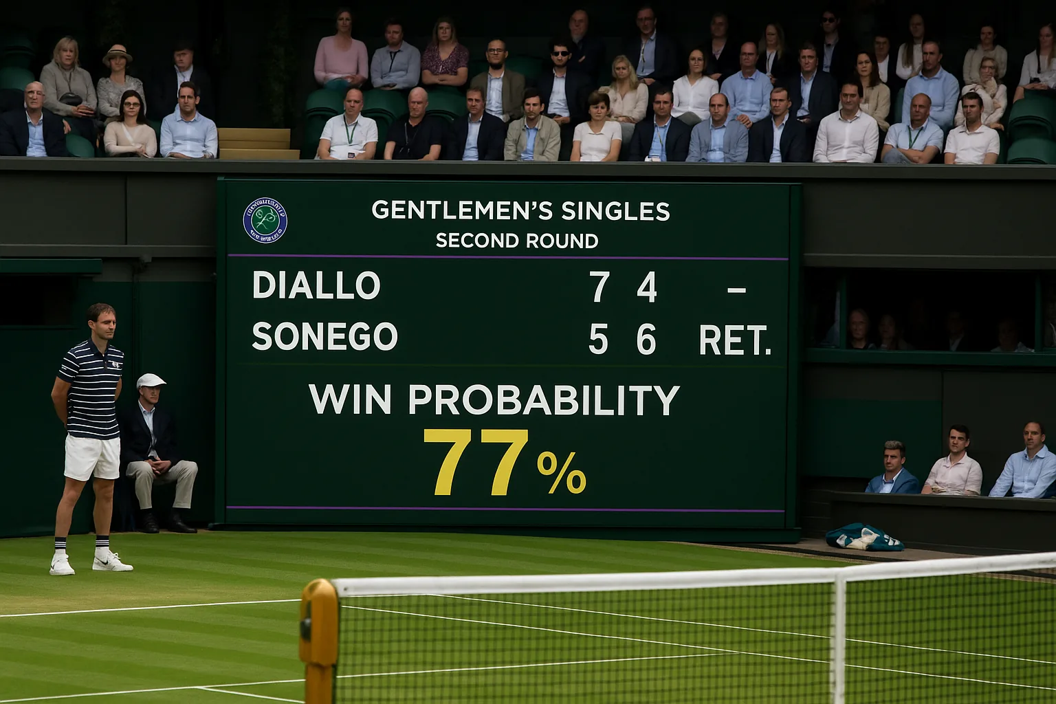 Diallo Retirement Mid-Match Drives Sonego Win Probability to 77%