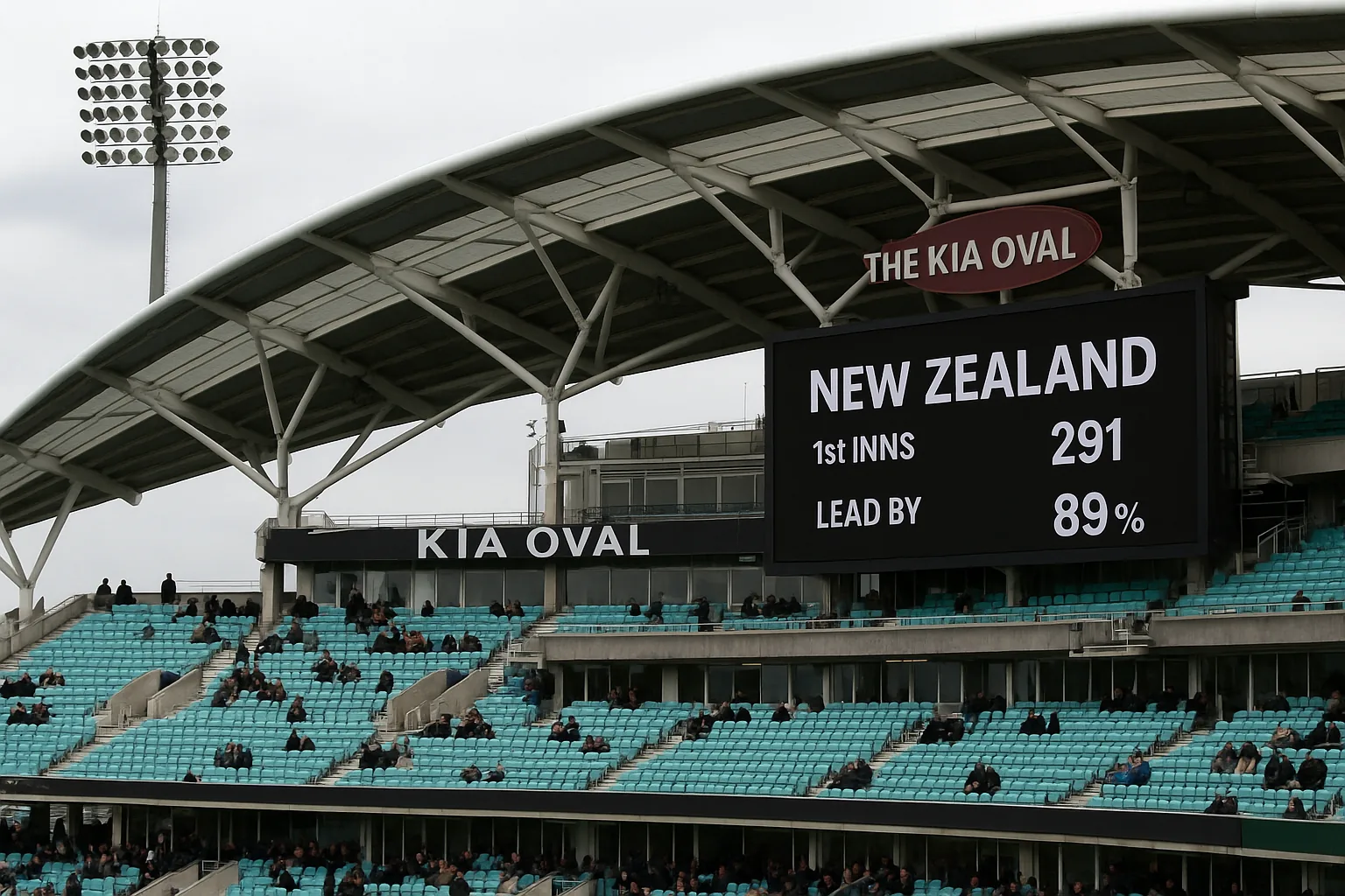 New Zealand's 100-Run Lead Pushes Win Probability to 89% in Oval Test Market